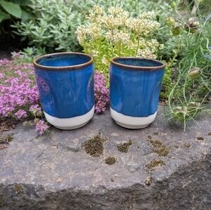 Starbucks Blue & White Glazed Stoneware Mugs